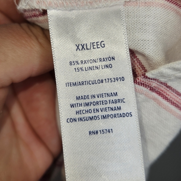 Splendid Amorosa Linen Blend Striped Top, Size XXL, Red White, EUC - Picture 8 of 9